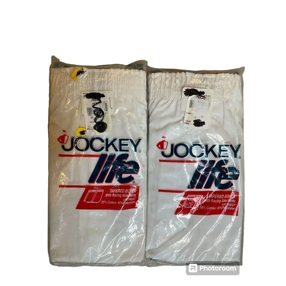 Jockey Life Tapered Boxer White Cotton‎ Blend Size 40 Mens 1994